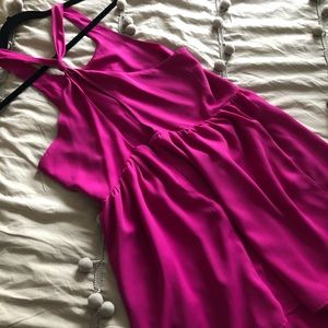 Neon Pink Chiffon Backless Girly Dress